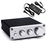 Class D Amplifier, DROK 2.0 Channel 50Wx2 Hi-Fi Digital Audio Stereo Amplifier DC 12V-24V 2CH Home Audio Power Amp with Bass Treble Volume Knob and 24V Power Adapter