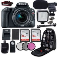 Canon EOS Rebel SL2 DSLR Camera with Canon EF-S 18-55mm f/4-5.6 is STM Lens + LED Light + Microphone + Video Accessory Bundle