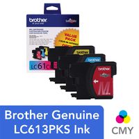 Brother LC613PKS LC61CL 3-Pack Ink Cartridge, 325 Page-Yield, Cyan Magenta Yellow