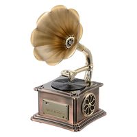 Mini Vintage Retro Classic Gramophone Phonograph Shape Stereo Speaker Sound System Music Box 3.5mm Audio Blue Tooth 4.2 Aux-in/USB Flash Drive with 1x 10w Speaker and 2 x 15w Speaker
