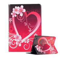 iPad 6th Gen/iPad 5th Gen/iPad Air/iPad Air 2/iPad Pro 9.7 Case,Slim Lightweight Silicone TPU and Premium PU Leather Smart Stand Protective Case Cover with Auto Sleep/Wake Function - Pink Flower