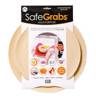 Safe Grabs: Multi-Purpose Silicone Original Microwave Mat as Seen on Shark Tank | Splatter Guard, Trivet, Hot Pad, Pot Holder, Minimize Mess (BPA Free, Heat Resistant, Dishwasher Safe) Set of 2 Beige