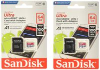 Sandisk Ultra 64GB Micro SDXC UHS-I Card with Adapter - 100MB/s U1 A1 - SDSQUAR-064G-GN6MA (2 Pack)