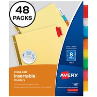 Avery 8-Tab Binder Dividers, Insertable Multicolor Big Tabs, 48 Sets (11111)