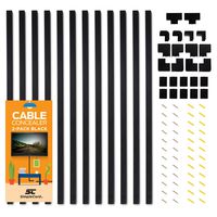 Cable Concealer On-Wall Cord Cover Raceway Kit - 12 Black Cable Covers - Cable Management System to Hide Cables, Cords, or Wires - Organize Cables to TVs and Computers at Home or in The Office