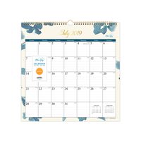 Blue Sky 2019-2020 Academic Year Monthly Wall Calendar, Twin Wire Binding, 12" x 12", Bakah Blue