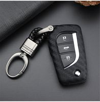 M.JVisun Soft Silicone Rubber Carbon Fiber Texture Cover Protector for Toyota Fob, Car Keyless Entry Remote Key Fob Case for Toyota Levin Camry Highlander Corolla RAV4 Fortuner Fob Remote Key -Black