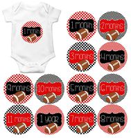 Gift Set of 12 Round Keepsake Photography Monthly Baby Stickers with University of Georgia Bulldogs Football MOSB147