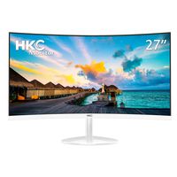HKC 27'' 1080P LED White Computer Curved Monitor 1800R Full HD HDMI VGA Eye-Cared