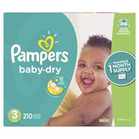 Diapers Size 3, 210 Count - Pampers Baby Dry Disposable Baby Diapers, ONE MONTH SUPPLY (Packaging May Vary)