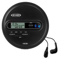Jensen Portable CD Player Personal CD/MP3 Player + AM/FM Radio + with LCD Display Bass Boost 60-Second Anti Skip CD R/RW/Compatible+ Sport Earbuds Included (Limited Edition Black Series)