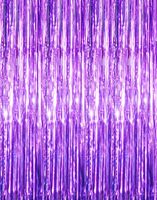 GOER 3.2 ft x 9.8 ft Metallic Tinsel Foil Fringe Curtains for Party Photo Backdrop Wedding Decor (Purple,1 Pack)
