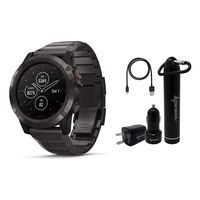 Garmin Fenix 5X Plus Sapphire Premium Multisport GPS Watch with Maps, Music and Contactless Payments and Wearable4U Ultimate Power Pack Bundle (Sapphire/Titanium with Titanium Band)