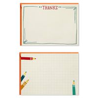 Hallmark Blank and Thank You Cards Assortment, Colored Pencils (50 Flat Paneled Note Cards with Envelopes)