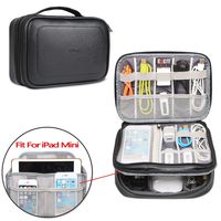 BUBM Electronic Organizer, Pu Double Layer Travel Gadget Storage Bag for Cables, Cord, USB Flash Drive, Power Bank and More-a Sleeve Pouch for 7.9" iPad Mini (Medium, Black)