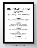 Funny Bathroom 'Guest Reviews' Wall Art - 11x14 UNFRAMED Black and White Saying Decor Print. "Best Bathroom in Town - Reviewed by Guest Experts"