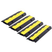 FCOME 4 Pack Rubber Cable Ramp Hose Cable Protector Ramp 1 Channel 22000Lbs Load Capacity Traffic Speed Bump Wires Power Lines Extension Cord Cover for Indoor Outdoor