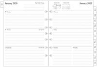 2020 Weekly & Monthly Planner Refill, 5-1/2" x 8-1/4", January 2020 - December 2020, Desk Size 4, 7-Hole Punched