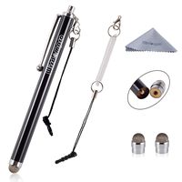 Wisdompro Stylus, 4.8 Inch Universal Microfiber Mesh Tip Styli with 2pcs Replacement Tips and Tether for Capacitive Touch Screen iPad, Tablet, iPhone, Samsung Galaxy Note/Tab and More (Black)