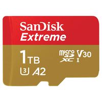 SanDisk 1TB Extreme MicroSDXC UHS-I Memory Card with Adapter - A2, U3, V30, 4K UHD, Micro SD - SDSQXA1-1T00-GN6MA