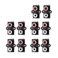 VONOTO 10PACK PCB Mounted AV Concentric Outlet 2 RCA Female Jack Video AV Socket Right Angle Connector