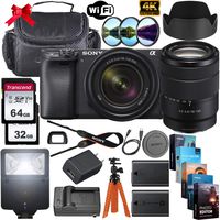 Sony Alpha a6400 Mirrorless Digital Camera with 18-135mm Lens + 64GB & 32GB Memory Cards, Sturdy Equipment Carrying Case, Spider Tripod, Camera Flash, Software Kit and More