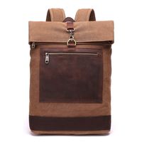 Canvas Vintage Backpack Leather Casual Bookbag Men Women Laptop Travel Rucksack (brown)