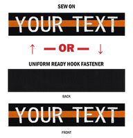 Northern Safari Custom Uniform Name Tape 24 Hr Ship Black-Orange Line 6 Inch 2-LINE Text Sew on