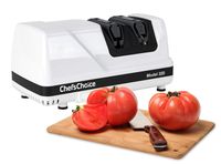 Chef'sChoice 320 Diamond Hone FlexHone Strop Professional Compact Electric Knife Sharpener with Diamond Abrasives and Precision Angle Control, 2-Stage, White