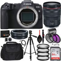Canon EOS R Mirrorless Digital Camera 24-105mm with 24-105mm Lens- 12PC Accessory Bundle Includes: Canon Mount Adapter EF-EOS R + SanDisk Ultra 64GB SDXC Memory Card + 50" Full-Size Tripod +More