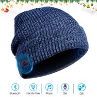 Bluetooth Beanie Hat Headphones Headset, Wireless Connection Siri Voice Control Built-in HD Stereo Speakers & Microphone, Knit Cap for Running, Outdoor Sports, Women Men (Blue)