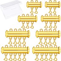 8 Pieces 4 Sizes Slide Clasp Lock Necklace Connector Multi Strands Slide Tube Clasps with Storage Box for Layered Bracelet Necklace Jewelry Crafts (Gold)