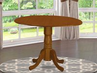 Round Table with 29" Drop Leaves in Saddle Brown