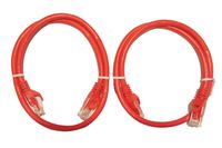 Pack of (2) 2 foot red snagless Cat6 Cat 6 ethernet cord patch cables