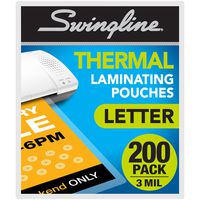 Swingline Thermal Laminating Pouch, Letter Size, Standard Thickness, 200/Pack (3202062)