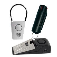 Apartment Safety Bundle: Super Safety Door Stop Alarm, Streetwise Pro Tech Door Alarm and Wildfire 18% 1/2 Oz Pepper Spray - Lot of 3 Pieces (Black Wildfire)