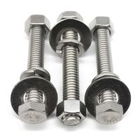 (5 Sets) 3/8-16x3" Stainless Steel Hex Head Screws Bolts, Nuts, Flat & Lock Washers, 18-8 (304) S/S, Fully Threaded by Bolt Fullerkreg