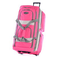 Olympia 8 Pocket Rolling Duffel Bag, Hot Pink