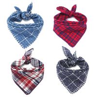 Segarty Dog Bandana, 4PCS Scarfs for Puppy Small Medium Large Dogs, Plaid Reversible Pets Bandanas Accessories Triangle Bibs Kerchief Set