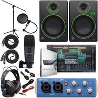 Presonus AudioBox 96 Audio Interface Full Studio Bundle with Studio One Artist Software Pack w/Mackie CR3 Pair Studio Monitors and 1/4" TRS to TRS Instrument Cable