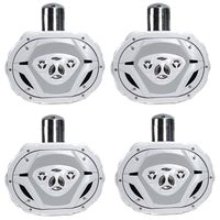 Boss 6x9 550W 4-Way Marine Wake Tower Boat Waterproof Speaker White (4 Pack)