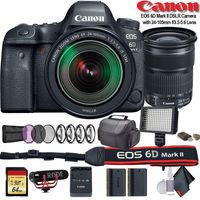 Canon EOS 6D Mark II DSLR Camera with 24-105mm f/3.5-5.6 Lens (International Model) (1897C021) W/Bag, Extra Battery, LED Light, Mic, Filters and More - Advanced Bundle