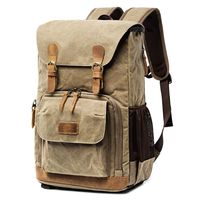 Kattee SLR DSLR Camera Backpack, Vintage Water-repellent 14" Laptop Bag Khaki