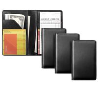 Mymazn 3 Pack Black Server Books for Waitress Book Server Wallet for Waiter Book Serving Book Server Booklet Guest Check Holder Restaurant Waitstaff Organizer for Apron