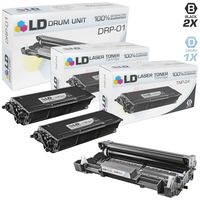 LD Compatible Toner Cartridge & Drum Unit Replacements for Konica Minolta TNP-24 High Yield & DRP-01 (2 Toners, 1 Drum, 3-Pack)