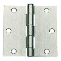 Global Door Controls 3.5 in. x 3.5 in. Satin Nickel Plain Bearing Steel Hinge - Set of 2