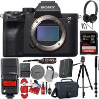 Sony Alpha a7R IV Mirrorless Digital Camera (Body) with, 64GB Pro Memory Card, PRO TTL Flash, Headphones, Tripod, Camera Case Bundle