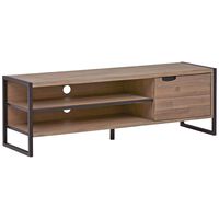 Rivet Roxmere Mid-Century Modern TV Media Console Center Stand, 59"W, Acacia Wood & Dark Metal