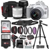Canon EOS Rebel SL3 DSLR Digital Camera (White) with EF 75-300mm f/4-5.6 III Lens + 64GB + Cases + Tripods + Premium Accessory Bundle