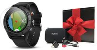 Garmin Approach S60 (Black) Gift Box Bundle | Includes HD Screen Protector Film, PlayBetter USB Car/Wall Charging Adapters & Protective Hard Case | Golf GPS Watch | Black Gift Box, Red Bow